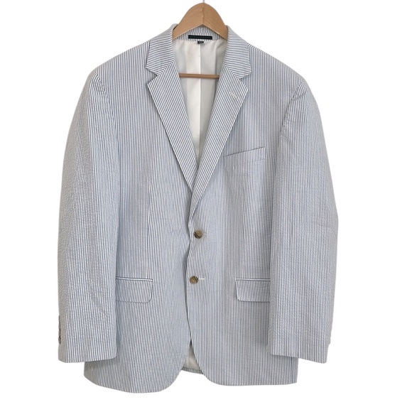 Jos. A.‎ Bank 1905 blue & white striped seersucker cotton men’s Size 43R blazer - Picture 1 of 9